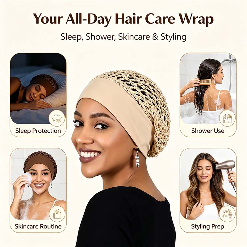 3-Piece Stretchy Wide-Edge Sleeping Cap Set, Soft Protection Bonnet for Nighttime Hair Care & Beauty💤