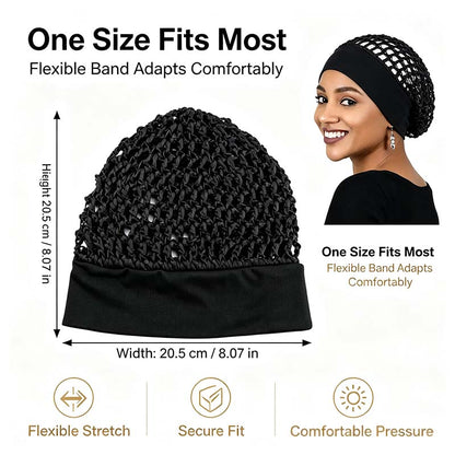 3-Piece Stretchy Wide-Edge Sleeping Cap Set, Soft Protection Bonnet for Nighttime Hair Care & Beauty💤