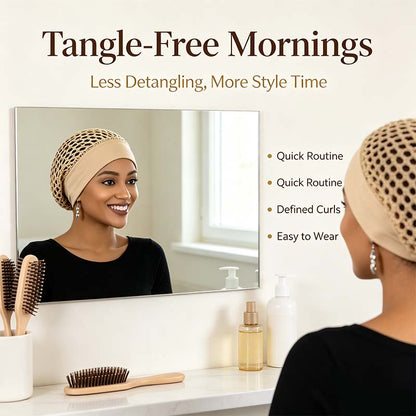 3-Piece Stretchy Wide-Edge Sleeping Cap Set, Soft Protection Bonnet for Nighttime Hair Care & Beauty💤