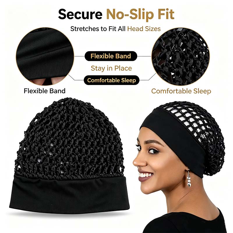 3-Piece Stretchy Wide-Edge Sleeping Cap Set, Soft Protection Bonnet for Nighttime Hair Care & Beauty💤