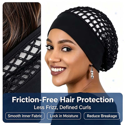 3-Piece Stretchy Wide-Edge Sleeping Cap Set, Soft Protection Bonnet for Nighttime Hair Care & Beauty💤