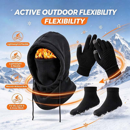 Unisex Adult 3-4 Piece Plain Winter Warm Multi-Pieces Outdoor Wear Set🧥