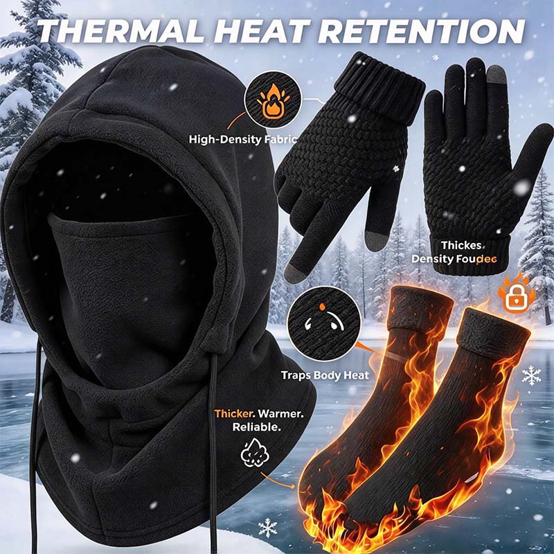 Unisex Adult 3-4 Piece Plain Winter Warm Multi-Pieces Outdoor Wear Set🧥