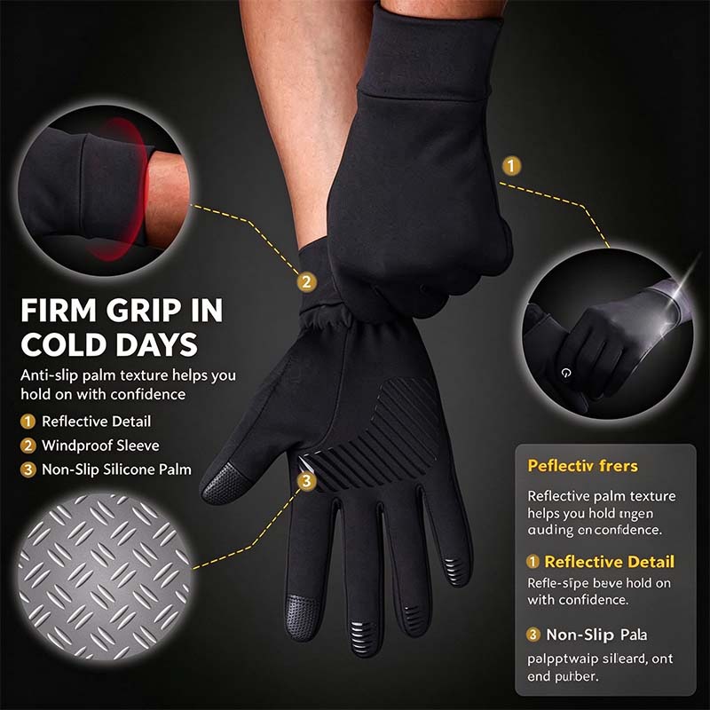 Winter Gloves Women Men Gloves Liners Thermal Warm Touch Screen 🧤