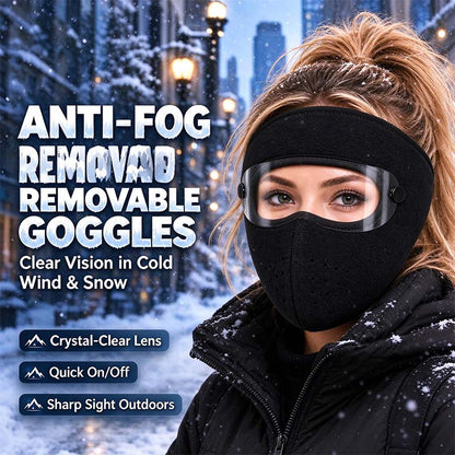 Winter Face Mask with Detachable Goggles, Windproof Thermal Fleece Lined Full Face Cover 🥽