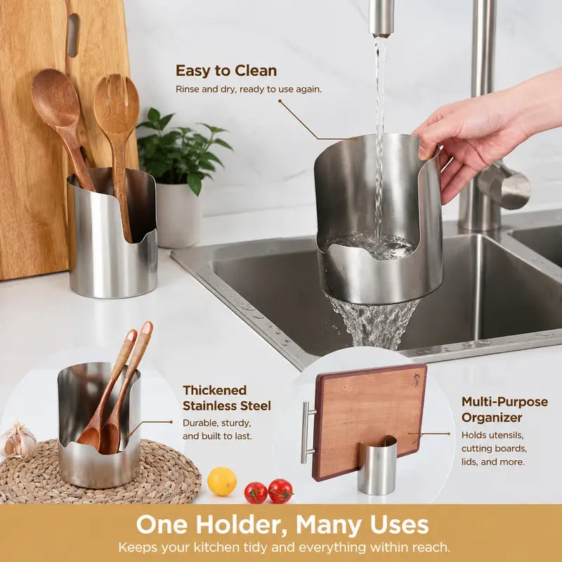1 Count, Thickened Stainless Steel Utensil Organizer, Rust Resistant Easy to Clean Multi-purpose Storage Holder✨