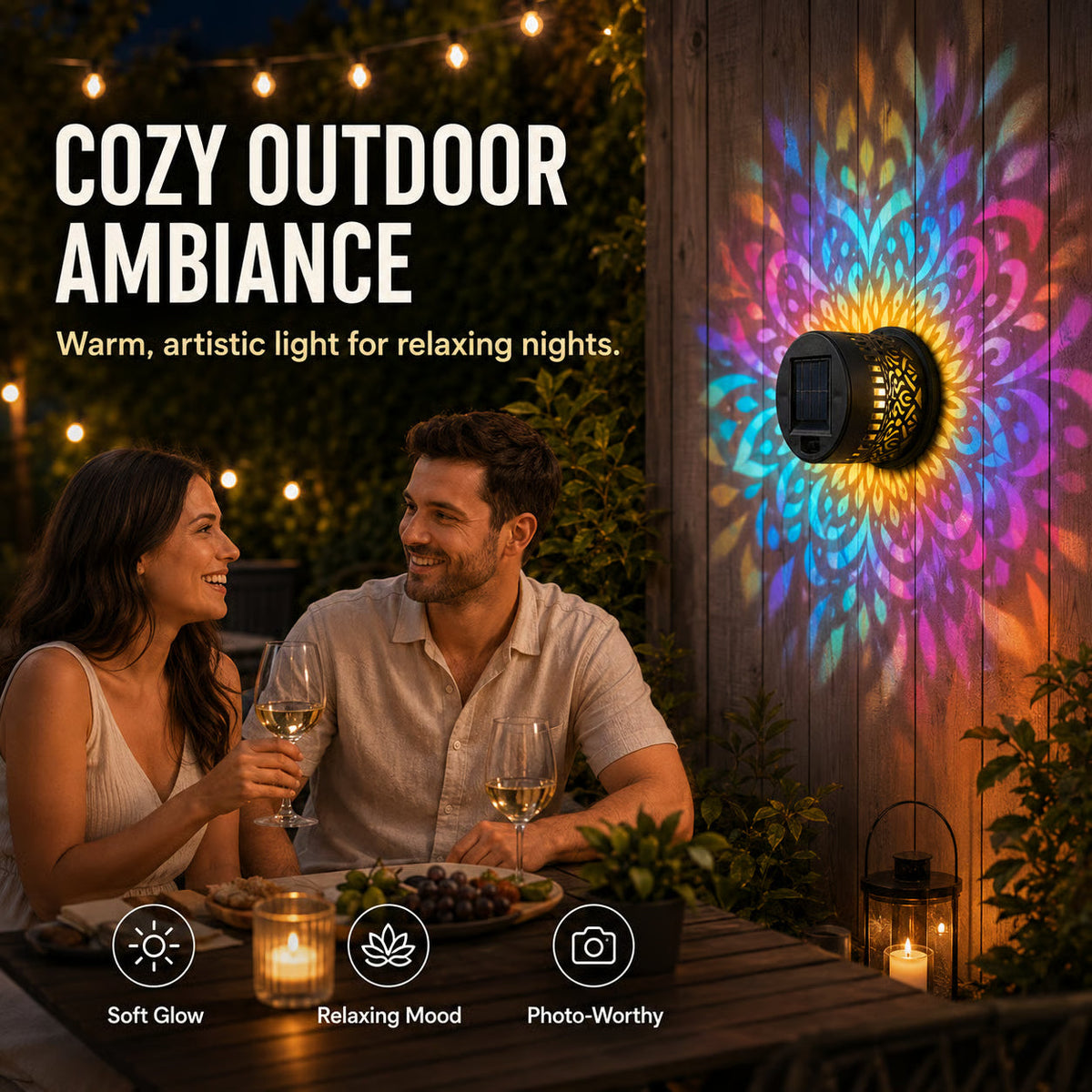 Solar Mandala Projector Outdoor Lights | Waterproof Garden Decor🌈