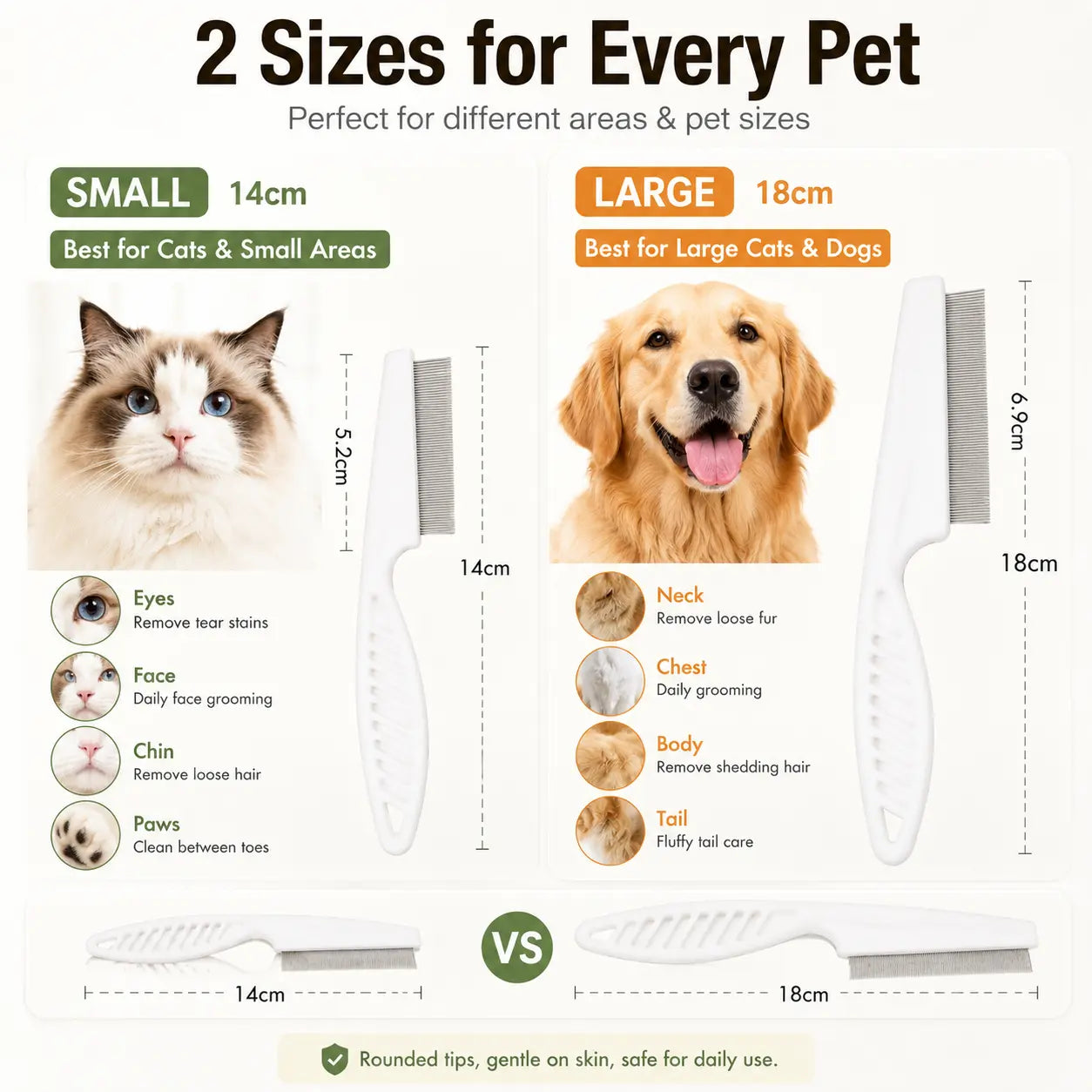 Pet Face Comb Set for Cats & Dogs, Fine Tooth Stainless Steel Grooming Comb🐱🪮