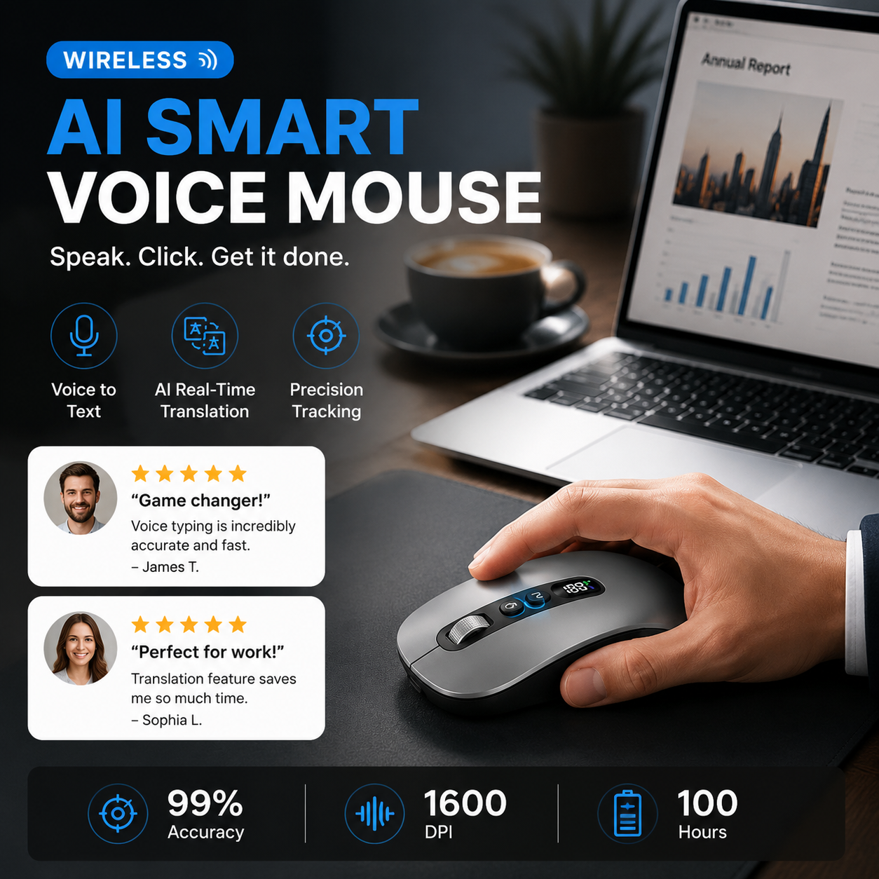 Wireless AI Smart Voice Mouse 🖱️