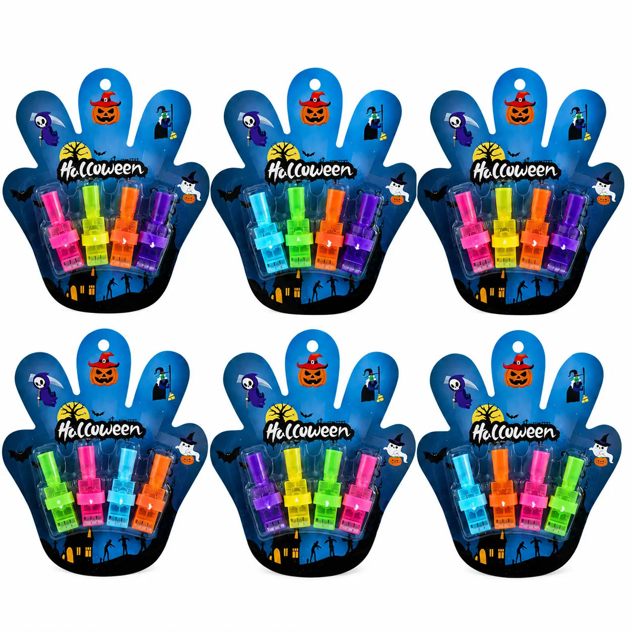 12PCS Halloween Finger Projector Rings, LED Light-Up FingerToys, Random Pattern Assortment🎃