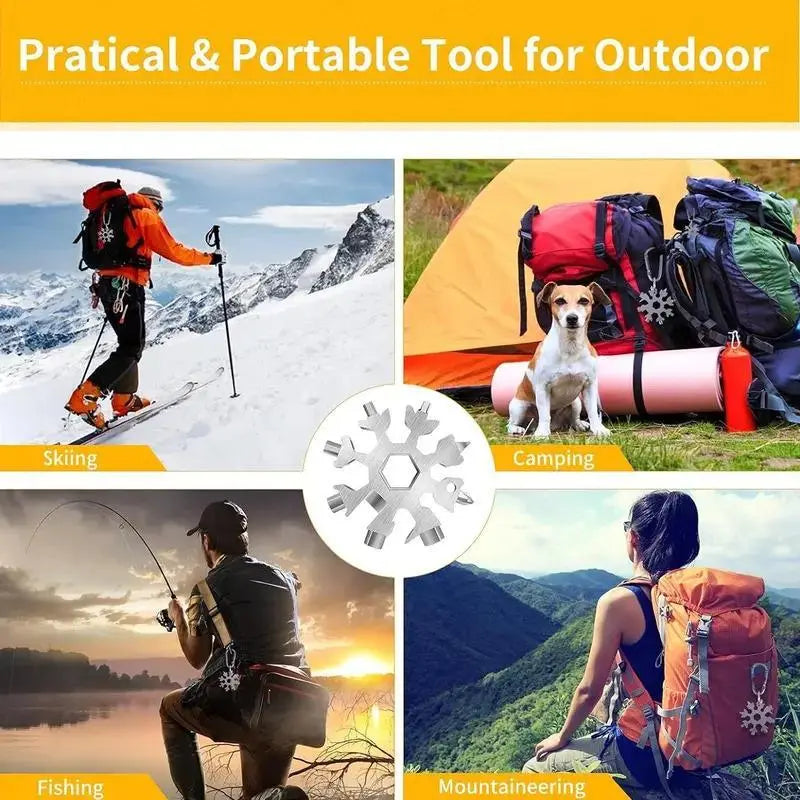Viral 18-in-1 Snowflake Multi-tool Stainless Steel Portable Wrench All-in-One Screwdriver ❄️