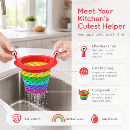 Rainbow Expandable Sink Strainer Basket, Rotatable Retractable Kitchen Sink Drain Filter🚰