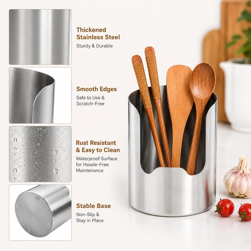 1 Count, Thickened Stainless Steel Utensil Organizer, Rust Resistant Easy to Clean Multi-purpose Storage Holder✨