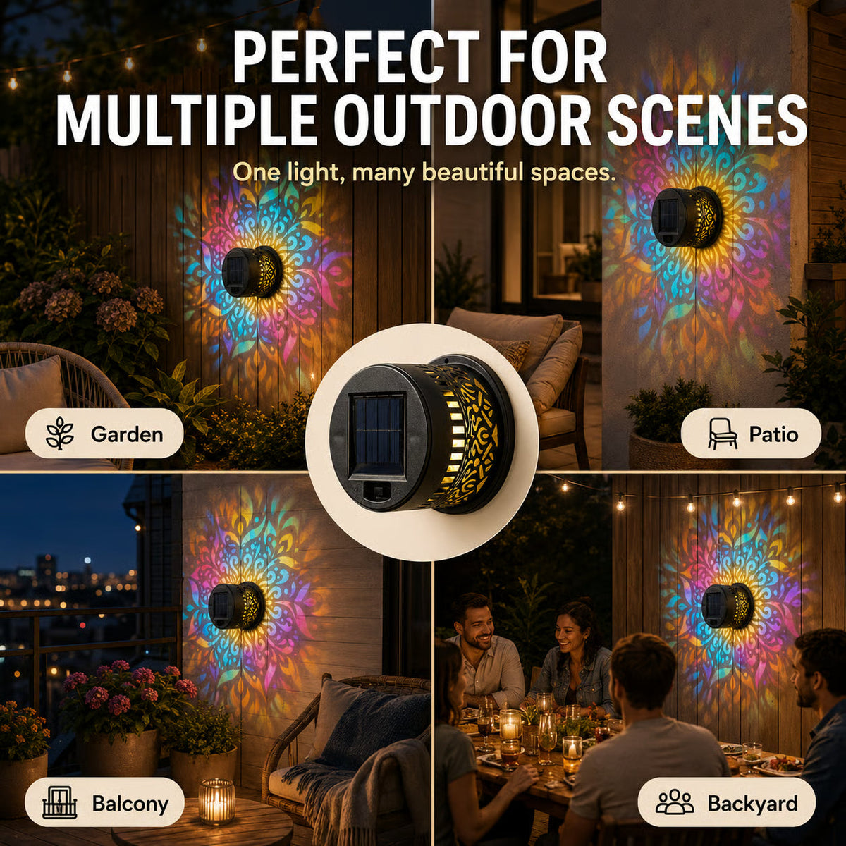 Solar Mandala Projector Outdoor Lights | Waterproof Garden Decor🌈