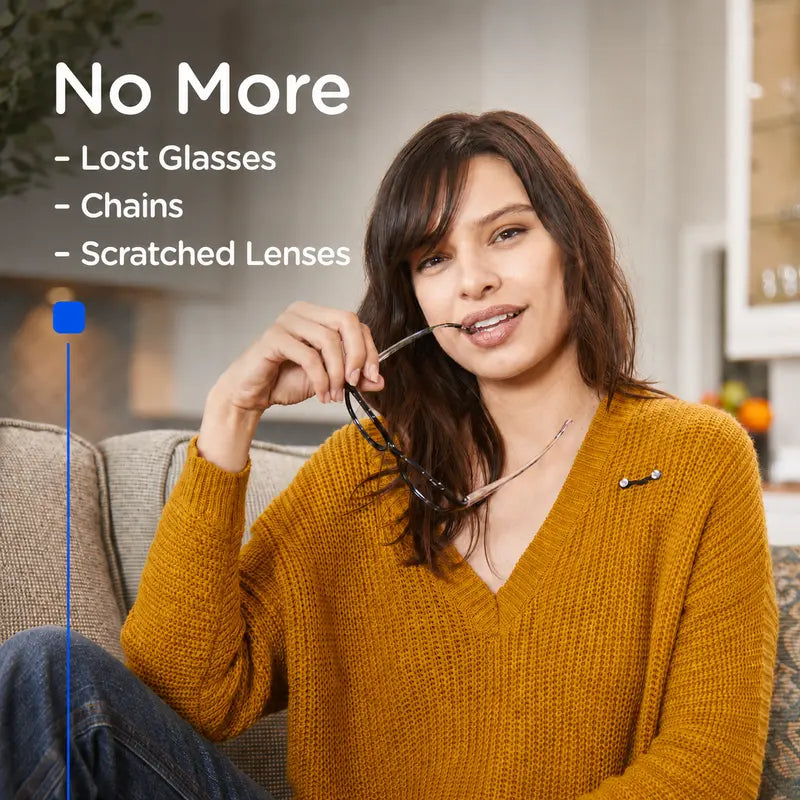 Magnetic Glasses Holder - Premium Strength Magnetic Hold - Fits All Frames👓