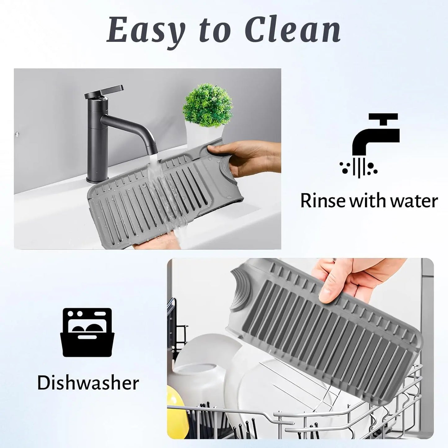 Tap Mat for Kitchen Sink, Splash Guard, Silicone Drying Mat, Quick Drying Stone Sink Tray ✨