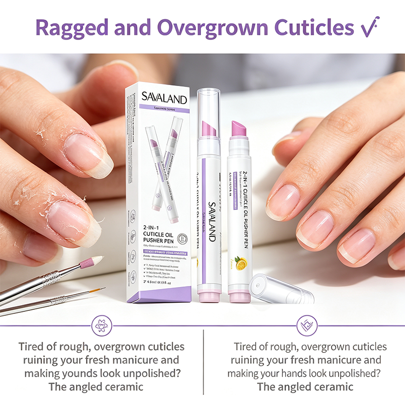 2-Pack  2-In-1 Cuticle Remover Pen Ceramic 45° Tip Lemon Oil💅