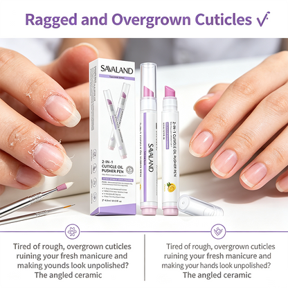 2-Pack  2-In-1 Cuticle Remover Pen Ceramic 45° Tip Lemon Oil💅