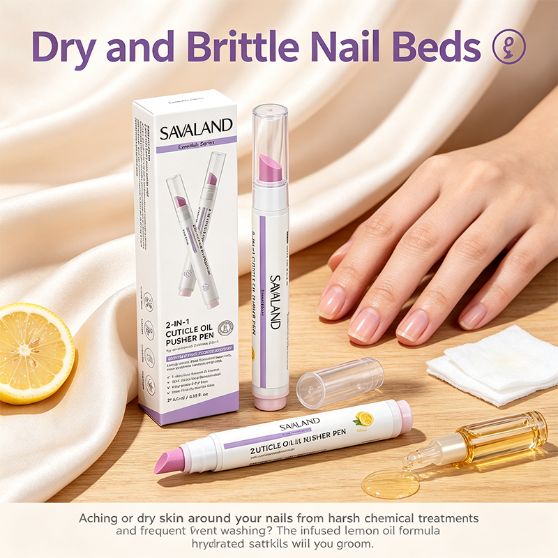 2-Pack  2-In-1 Cuticle Remover Pen Ceramic 45° Tip Lemon Oil💅