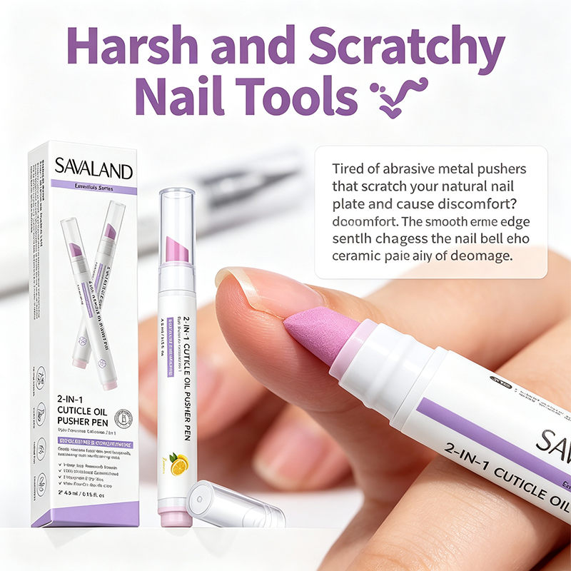 2-Pack  2-In-1 Cuticle Remover Pen Ceramic 45° Tip Lemon Oil💅