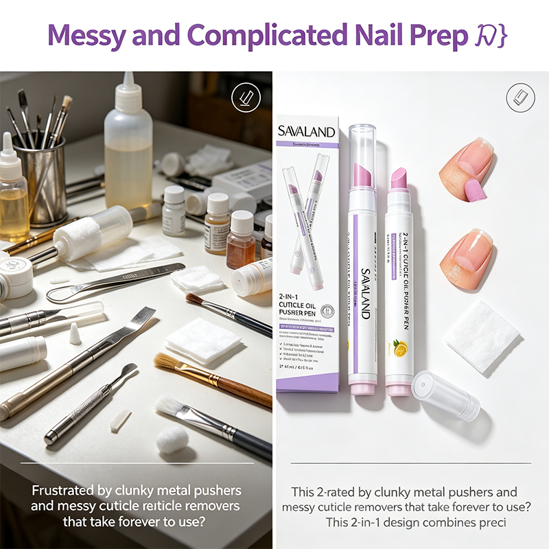 2-Pack  2-In-1 Cuticle Remover Pen Ceramic 45° Tip Lemon Oil💅