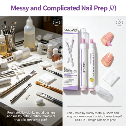 2-Pack  2-In-1 Cuticle Remover Pen Ceramic 45° Tip Lemon Oil💅