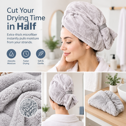 Extra-Thick Microfiber Hair Drying Towel Cap Set, Super Absorbent Quick-Dry Hair Wrap 🧖‍♀️