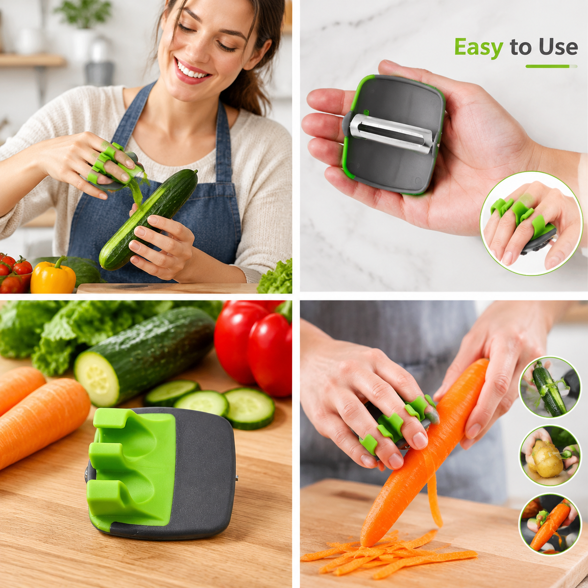 2 Pcs Hand Vegetable Peeler Palm Peeler Rubber Finger Grips Comfortable 🥔