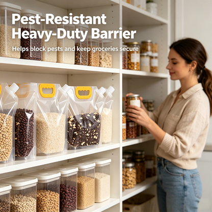 5pcs/pack Grain Sealed Bags, Transparent Food Storage Bags, Moisture-Proof and Pest-Resistant🌾