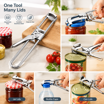 Multifunctional Adjustable Can Opener, Stainless Steel Jar Lid Opener Bottle Opener Tool 🍾