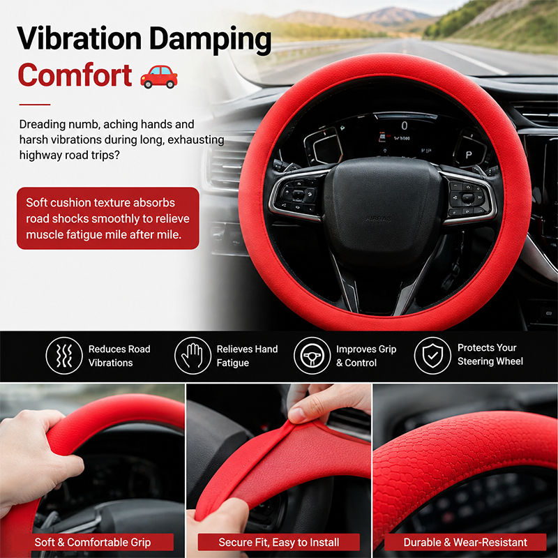 Universal Silicone Steering Wheel Cover, Non-Slip Soft Grip All Season Car 🚗