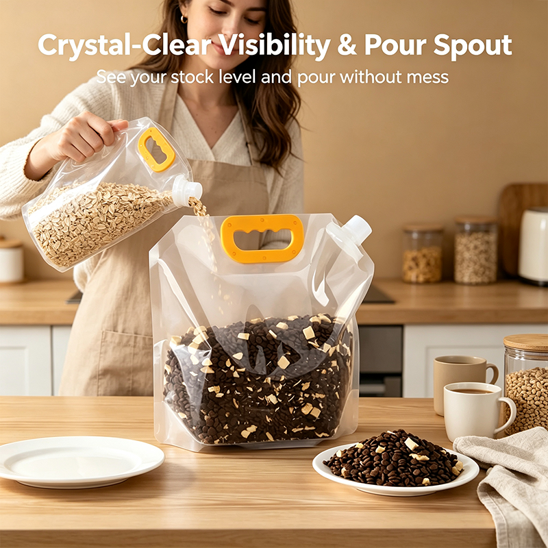 5pcs/pack Grain Sealed Bags, Transparent Food Storage Bags, Moisture-Proof and Pest-Resistant🌾