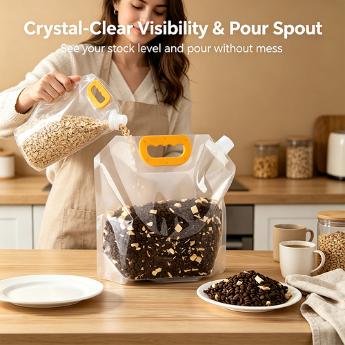 5pcs/pack Grain Sealed Bags, Transparent Food Storage Bags, Moisture-Proof and Pest-Resistant🌾
