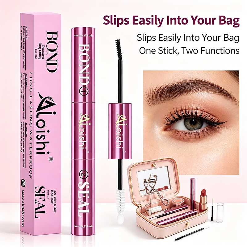 2 in 1 Bond & Seal Eyelash Adhesive, Black/White Waterproof Gentle Lightweight Strong Hold Glue🖤🤍