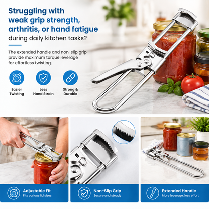 Multifunctional Adjustable Can Opener, Stainless Steel Jar Lid Opener Bottle Opener Tool 🍾