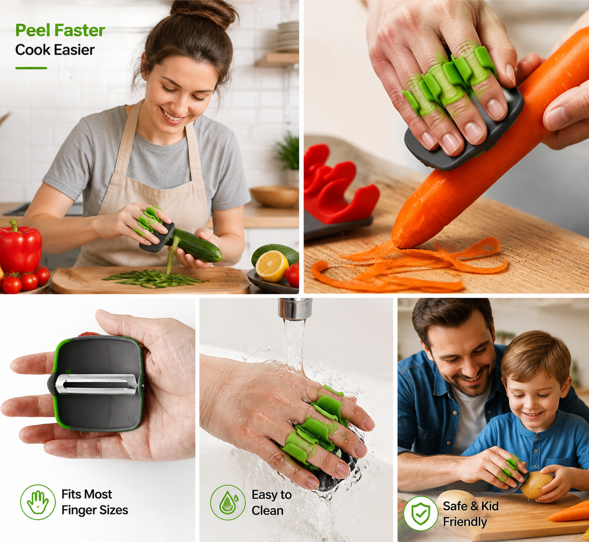 2 Pcs Hand Vegetable Peeler Palm Peeler Rubber Finger Grips Comfortable 🥔