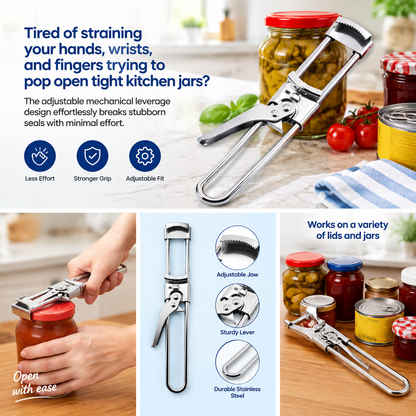Multifunctional Adjustable Can Opener, Stainless Steel Jar Lid Opener Bottle Opener Tool 🍾