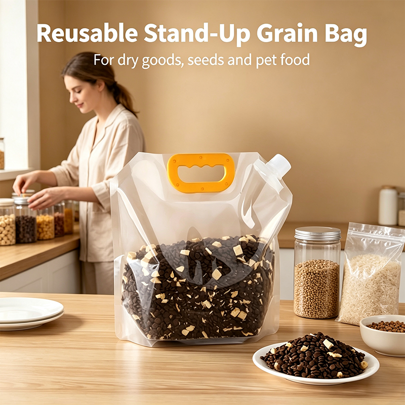 5pcs/pack Grain Sealed Bags, Transparent Food Storage Bags, Moisture-Proof and Pest-Resistant🌾