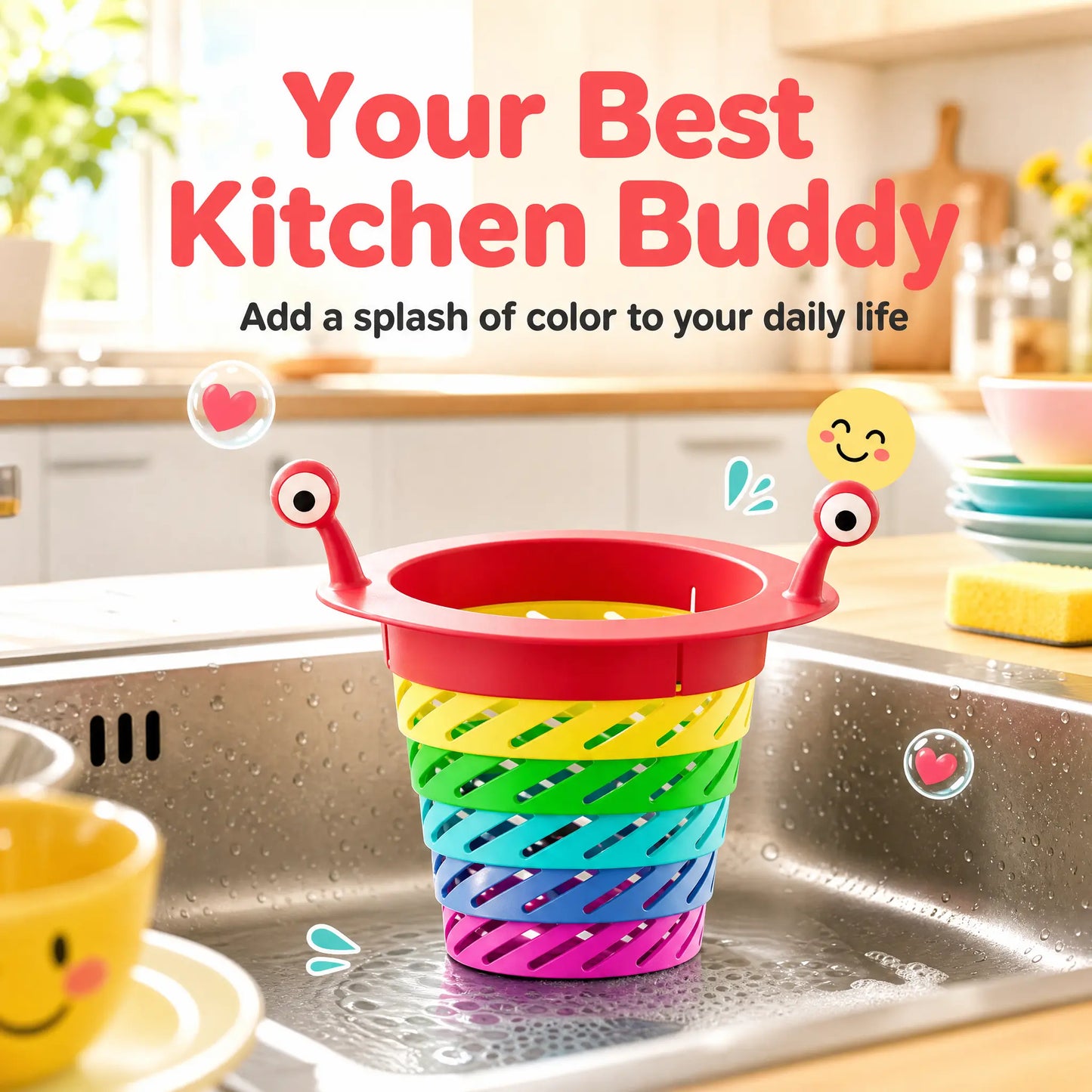 Rainbow Expandable Sink Strainer Basket, Rotatable Retractable Kitchen Sink Drain Filter🚰