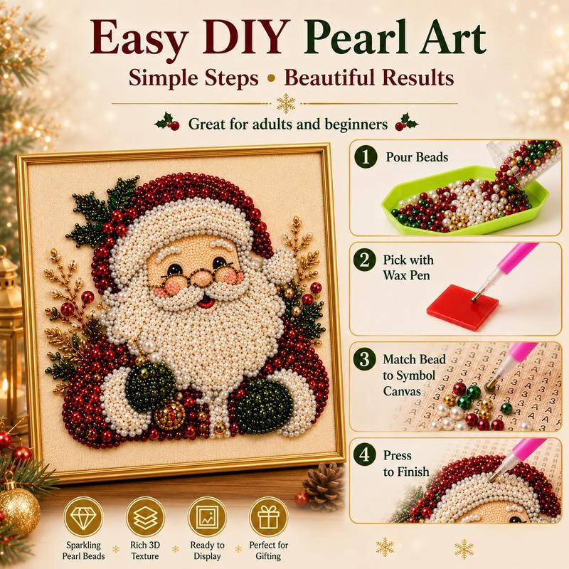 Frameless 3D Beaded Christmas Pearl Diamond Painting🌲