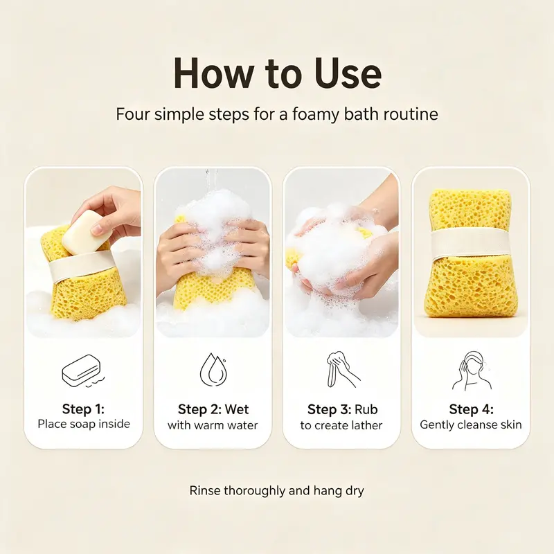2Pcs Soft Bath Sponge with Soap Pocket, Quick Foaming Shower Scrub Sponge for Smooth Skin & Daily Body Cleaning 🧼