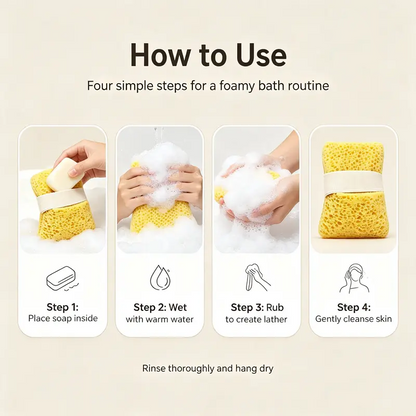 2Pcs Soft Bath Sponge with Soap Pocket, Quick Foaming Shower Scrub Sponge for Smooth Skin & Daily Body Cleaning 🧼