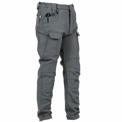 Men's Windproof & Warm Outdoor Military Tactical Pants - Fleece-Lined, Solid Color👖