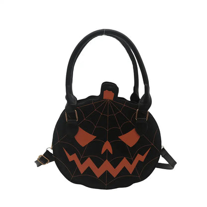 Spooky Jack-O-Lantern Pumpkin Crossbody Bag Novelty Spiderweb Stitching Handbag🎃