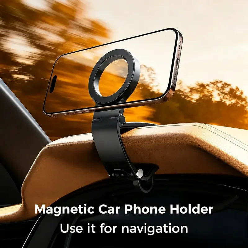 Magnetic Car Phone Holder | Dashboard & Sun Visor Foldable Mount📱