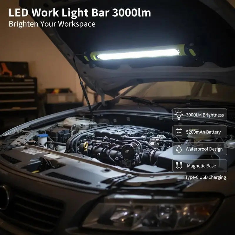 Magnetic Under Hood Work Light | 3000LM Rechargeable LED Bar🔦