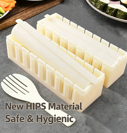 DIY Sushi Maker Mold Set, HIPS Non-Stick Sushi Rolling Tool with Cutting Groove 🍣