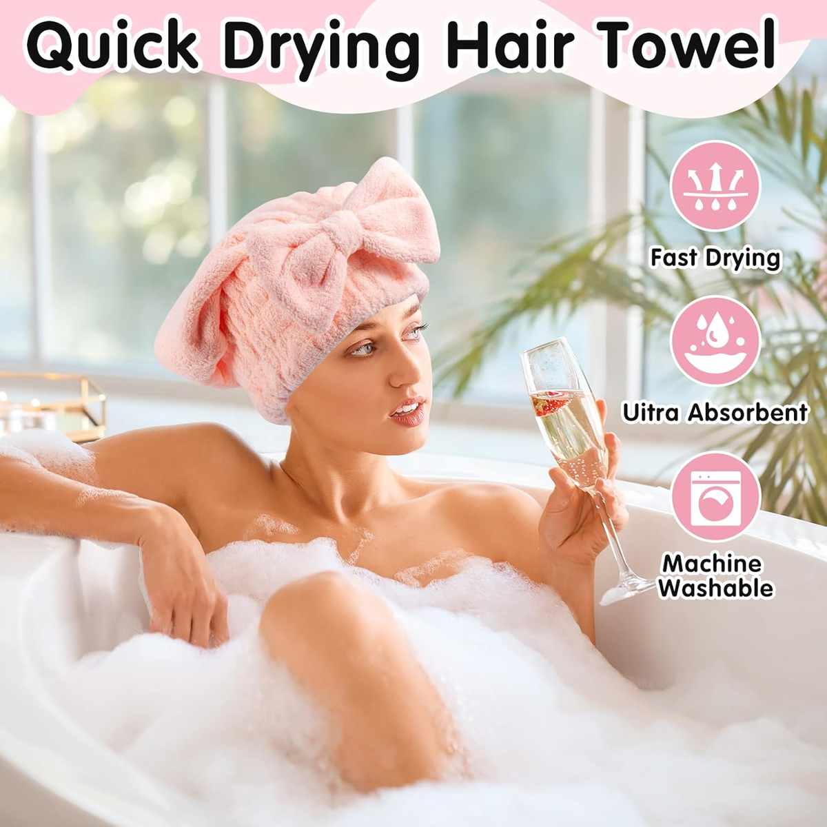 Soft Reusable Hair Wrap With Bow Decor 2PCS🧖