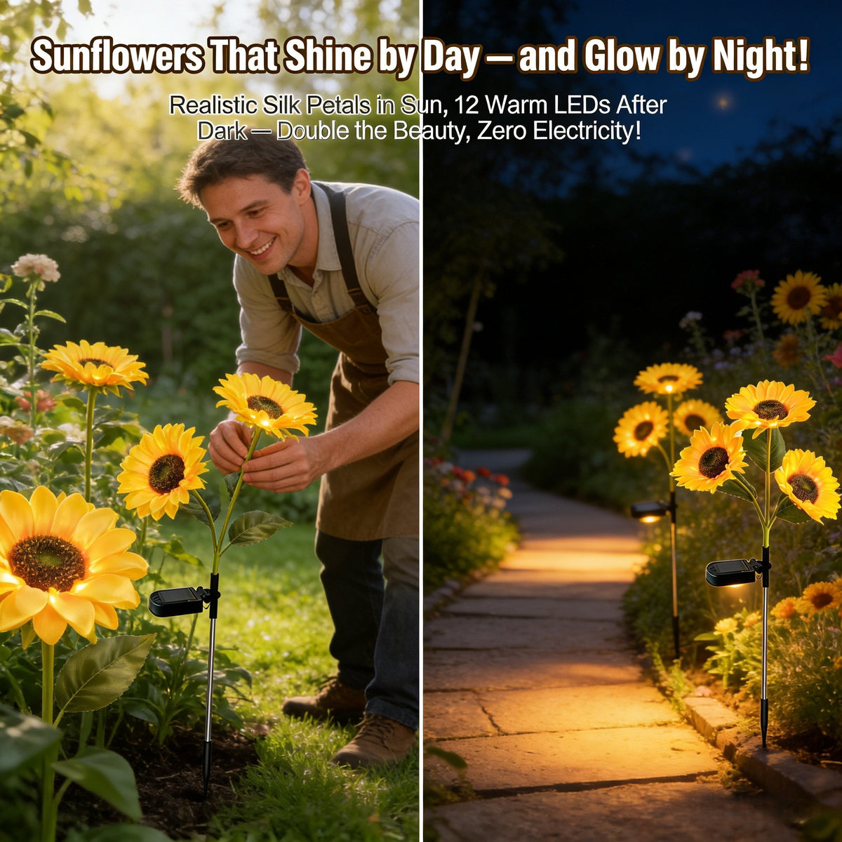 🌻Solar Sunflower Garden Lights – Realistic LED Flower Stakes