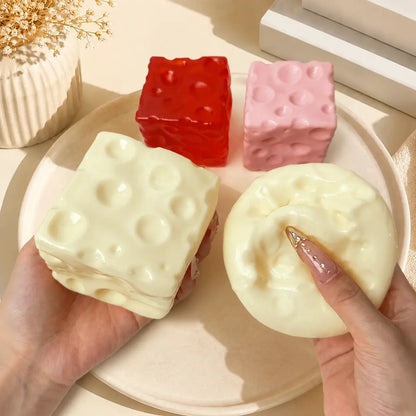 Cheese Cube Squishy Toy - Soft Moldable Petroleum Jelly-Filled Squeeze Ball🧀